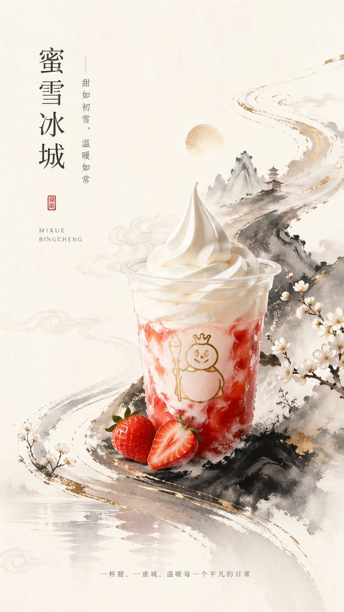 New Chinese Style Ice Cream Drink Poster preview image