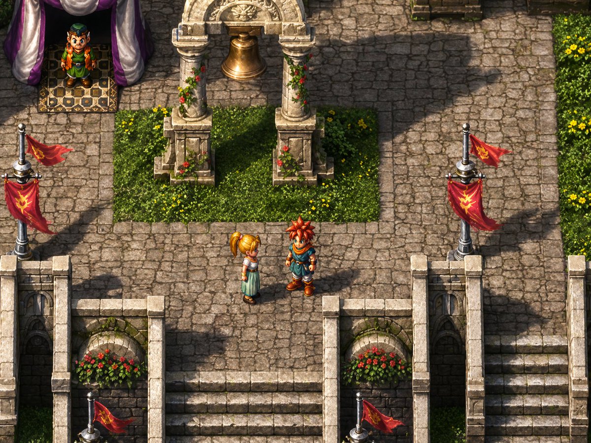 Isometric JRPG Town Plaza Scene preview image