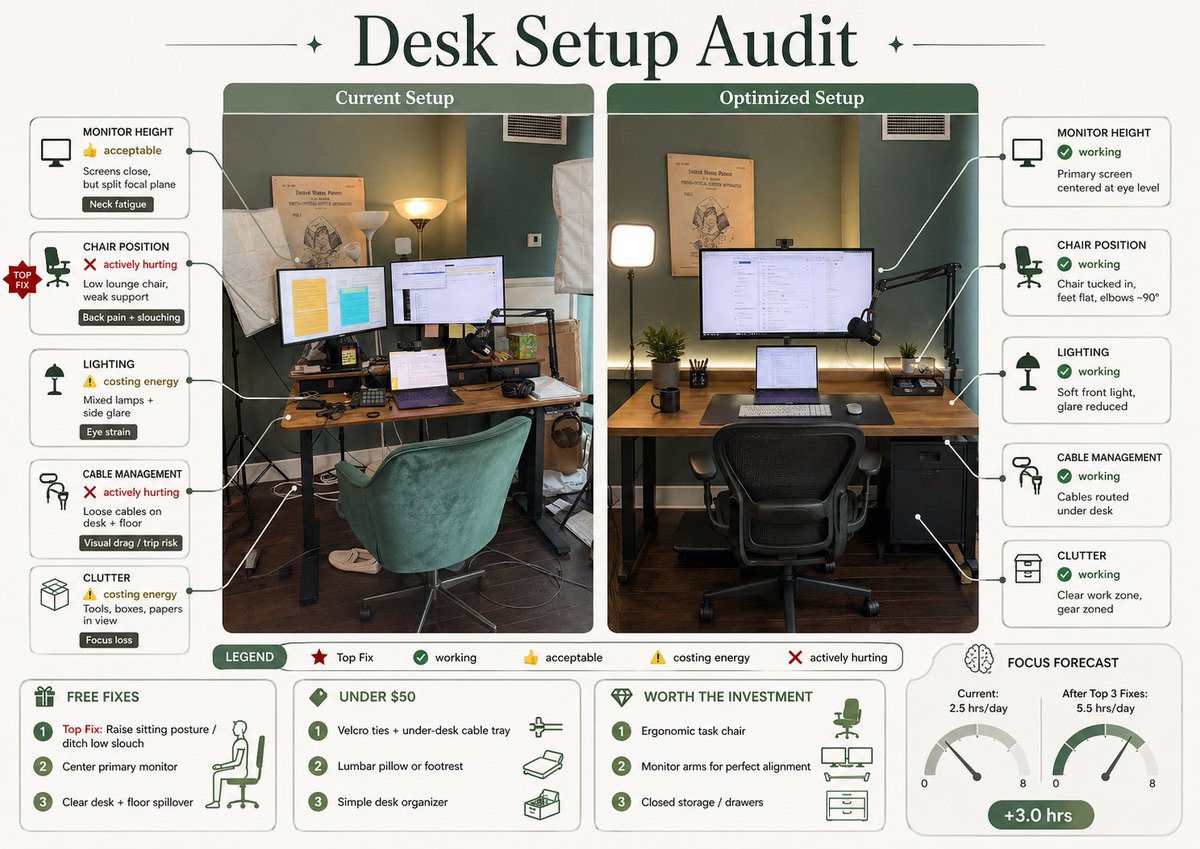 Desk Setup Audit Infographic preview image