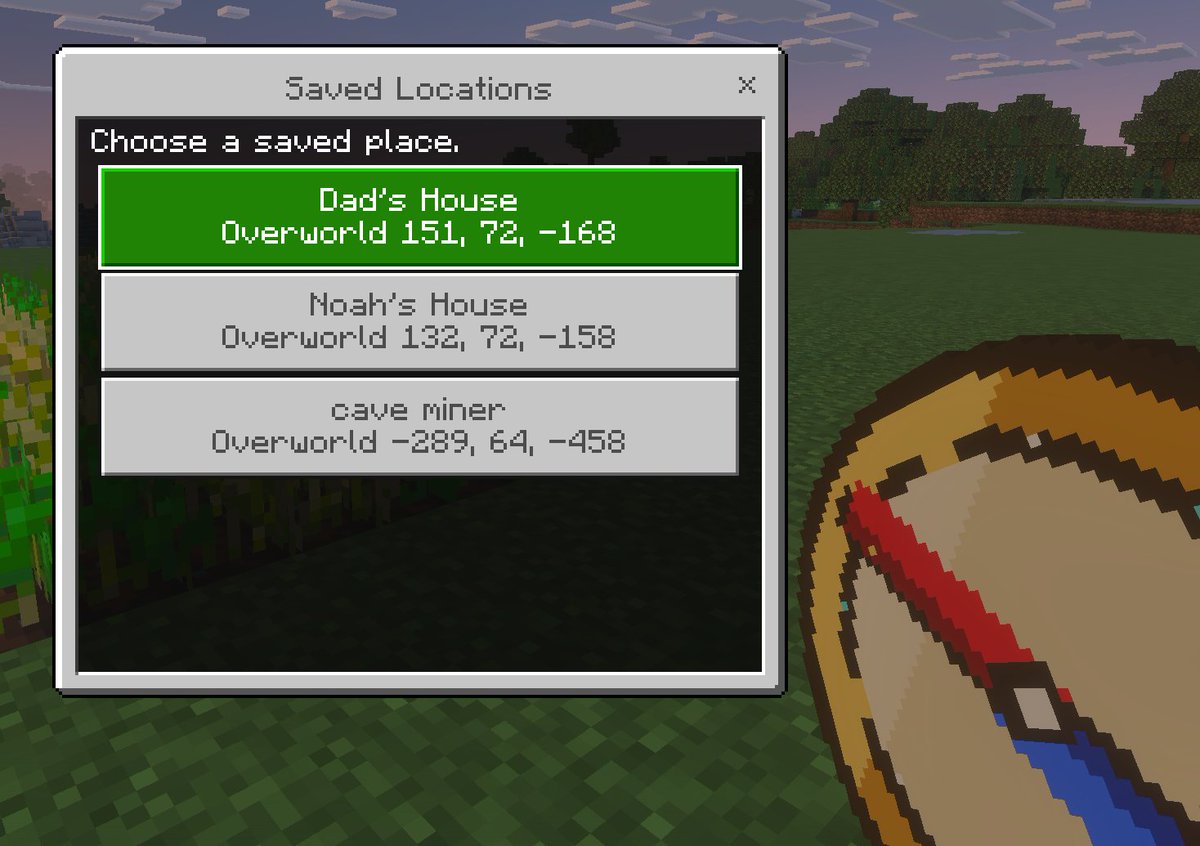Minecraft Saved Locations UI Mockup preview image