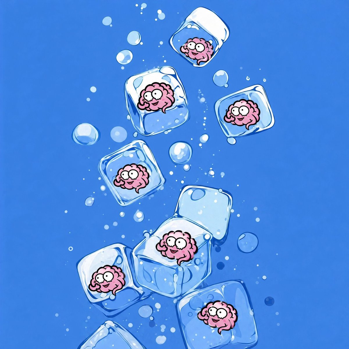 Cute Brains Frozen in Ice Cubes preview image