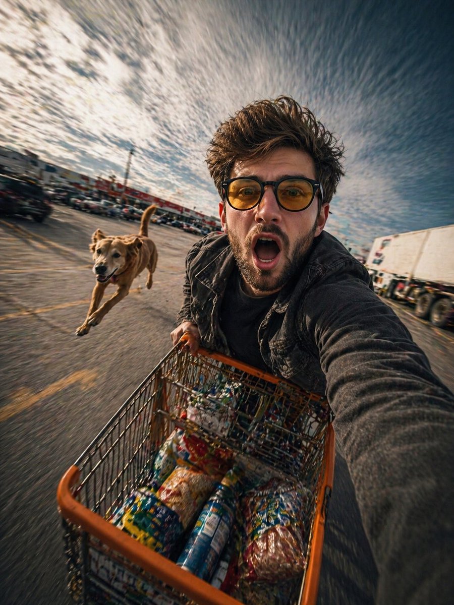 Realistic Action Selfie with Shopping Cart preview image
