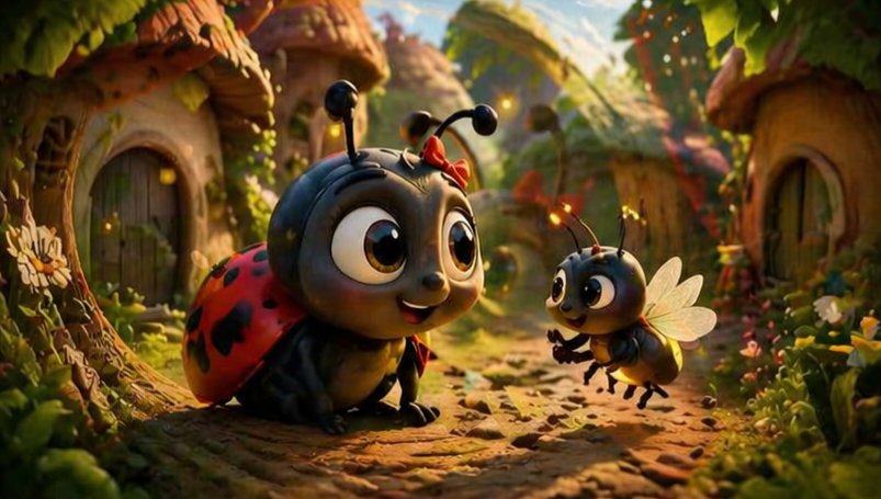 Whimsical Ladybug and Bee Village Scene preview image
