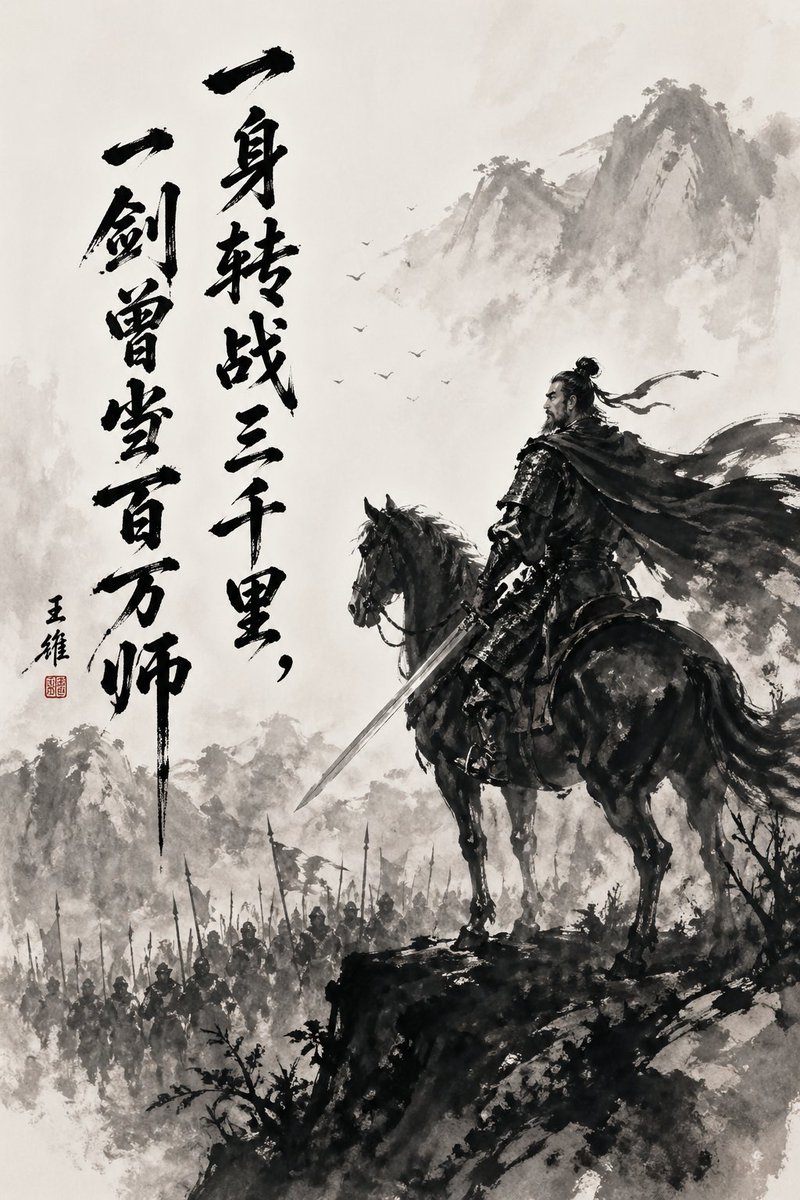 Chinese Ink Warrior on Horseback preview image