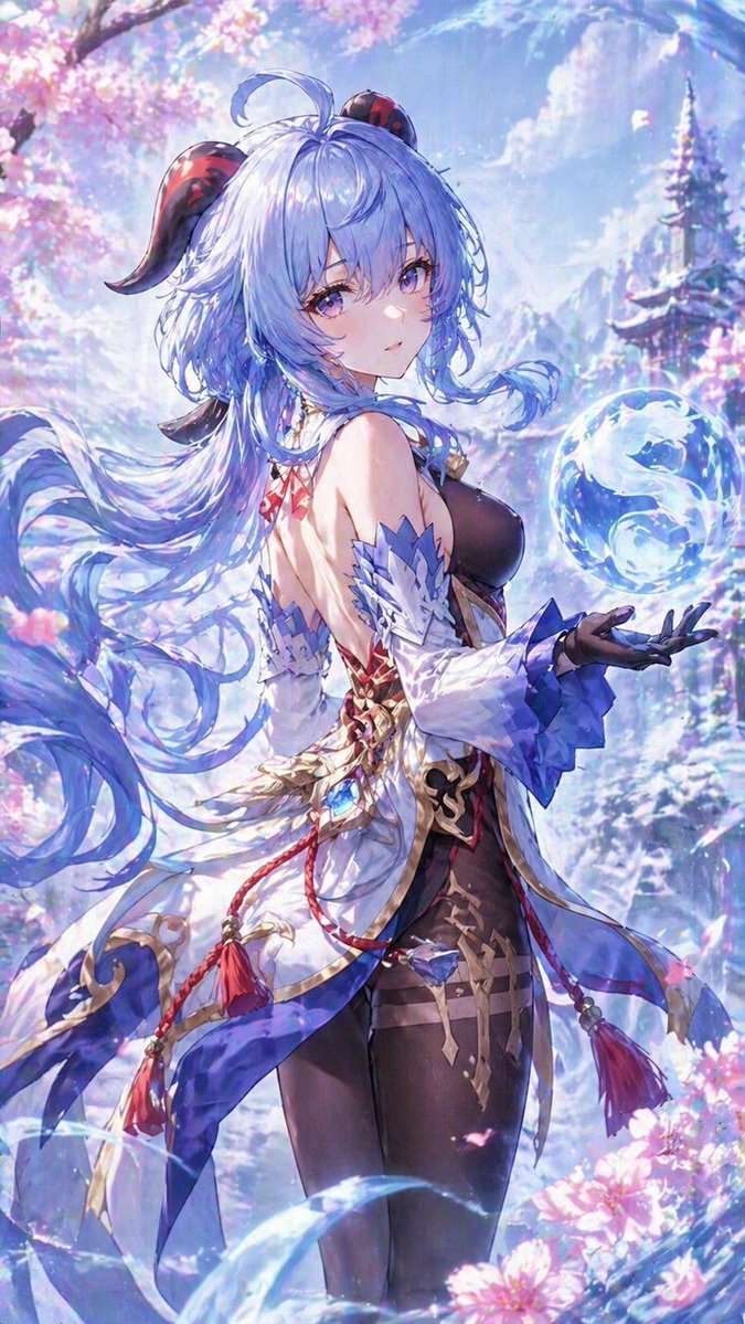 Icy Fantasy Anime Woman in Blossom Snow preview image