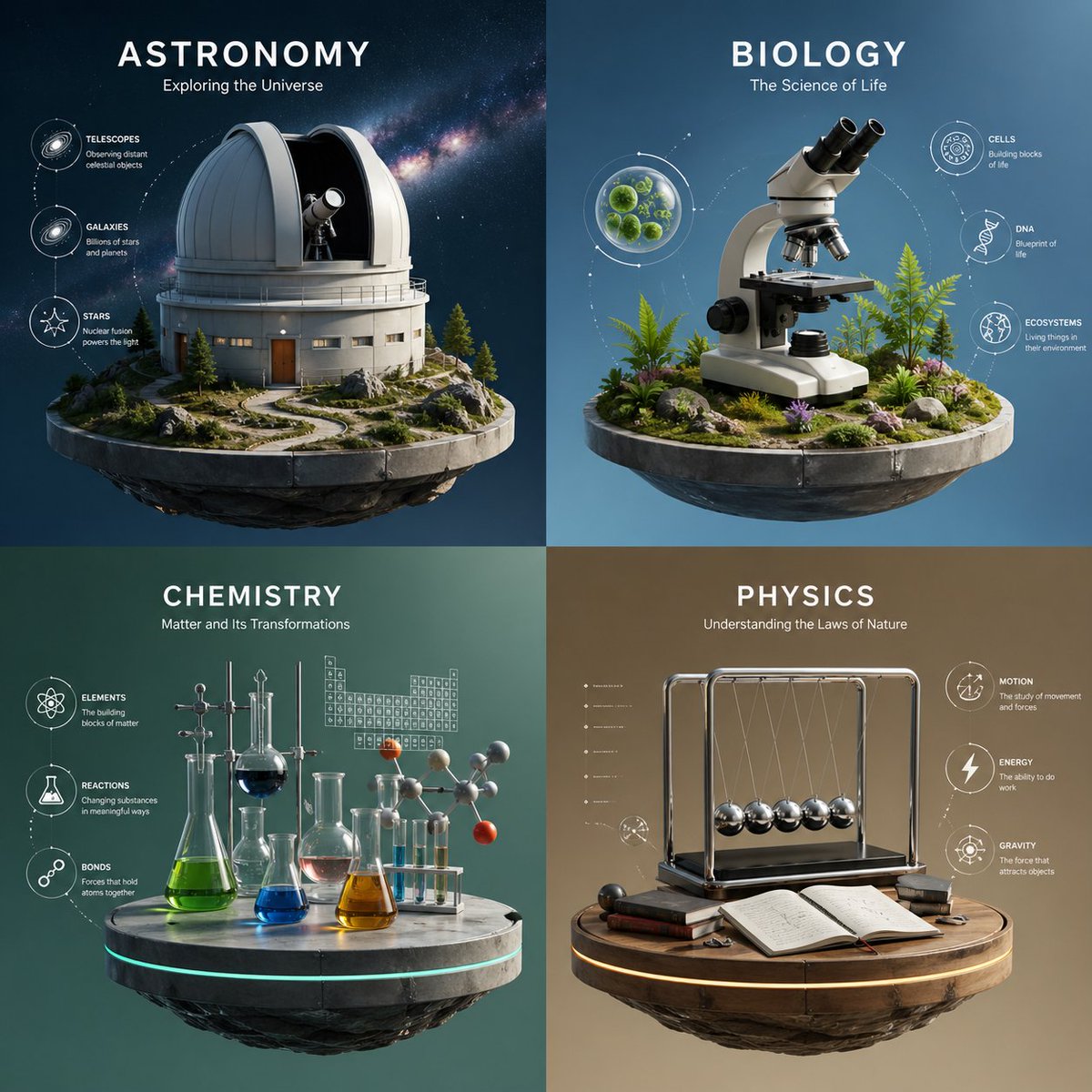 Four-Panel Science Concept Poster preview image