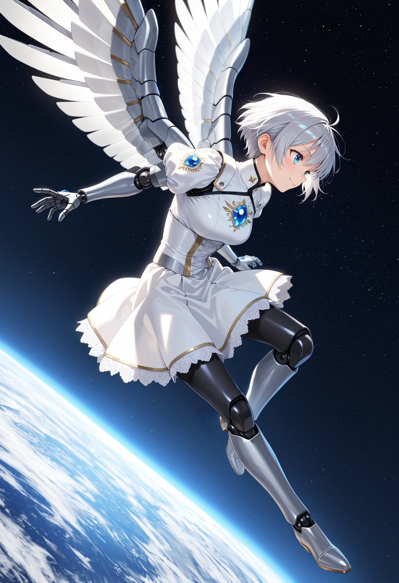 Angelic Android Girl Above Earth preview image