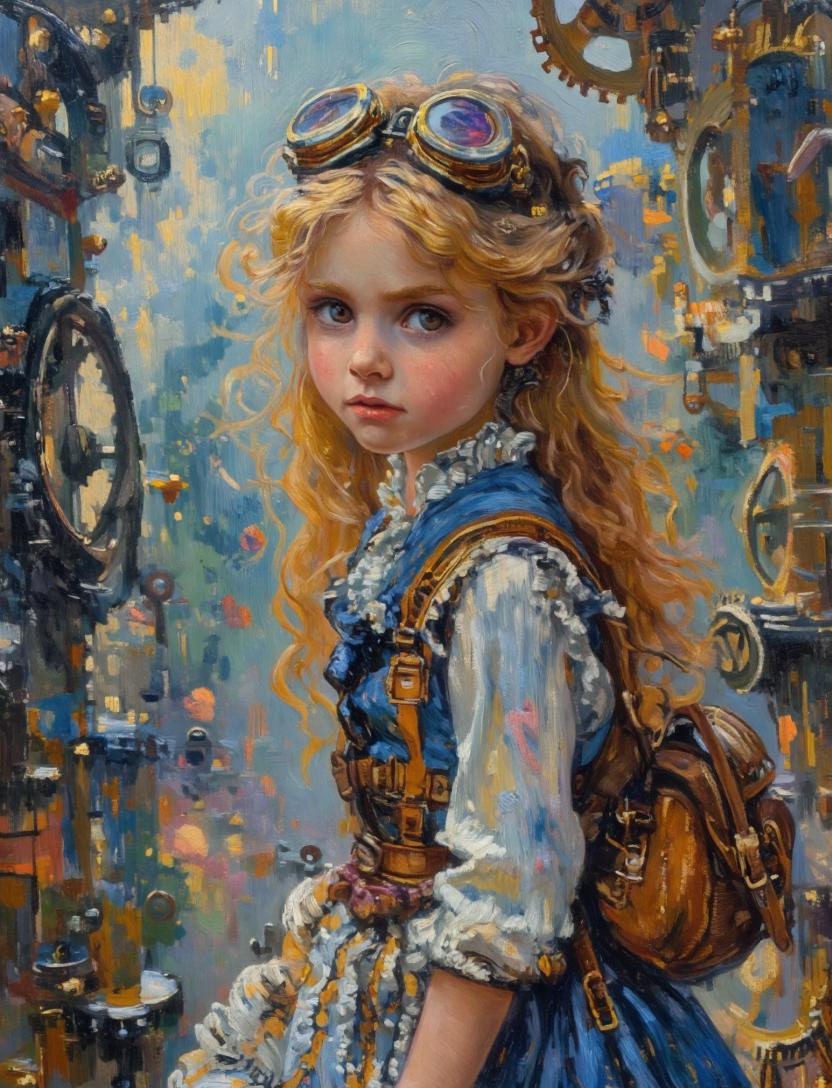 Painterly Steampunk Girl Portrait preview image