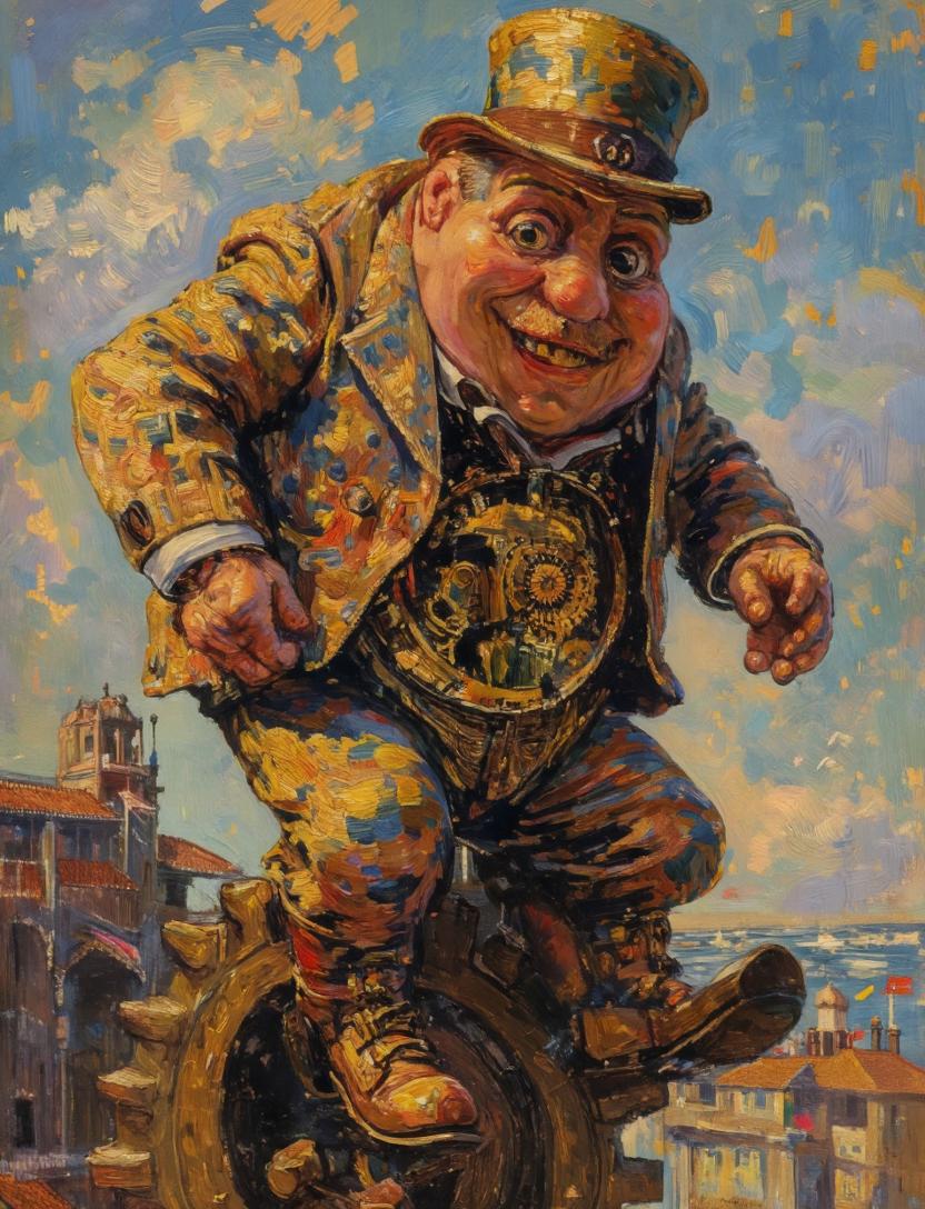 Surreal Clockwork Gentleman on a Gear preview image