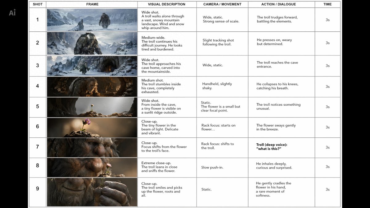 Cinematic Storyboard: The Mountain Troll preview image