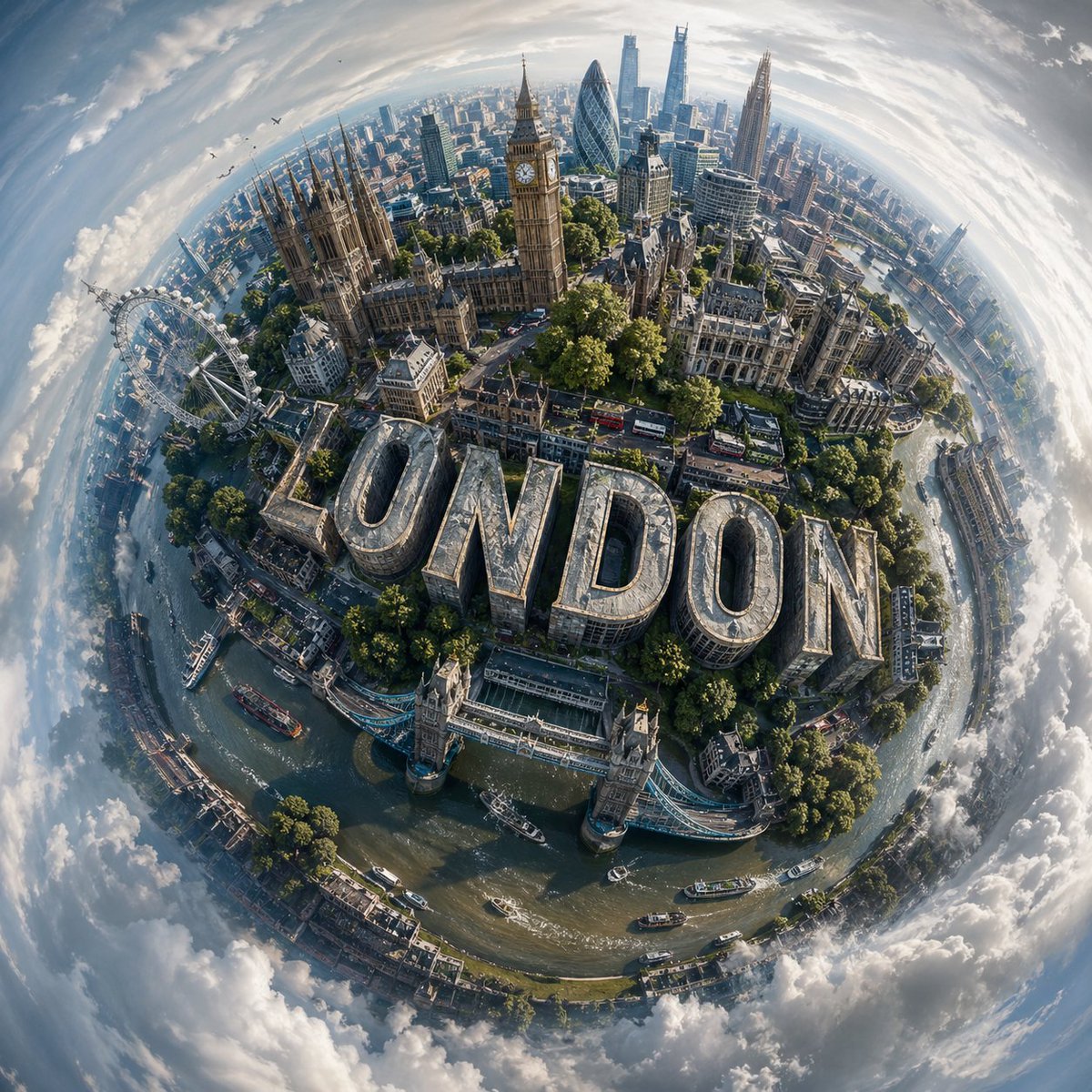 Spherical Miniature World Cityscape preview image