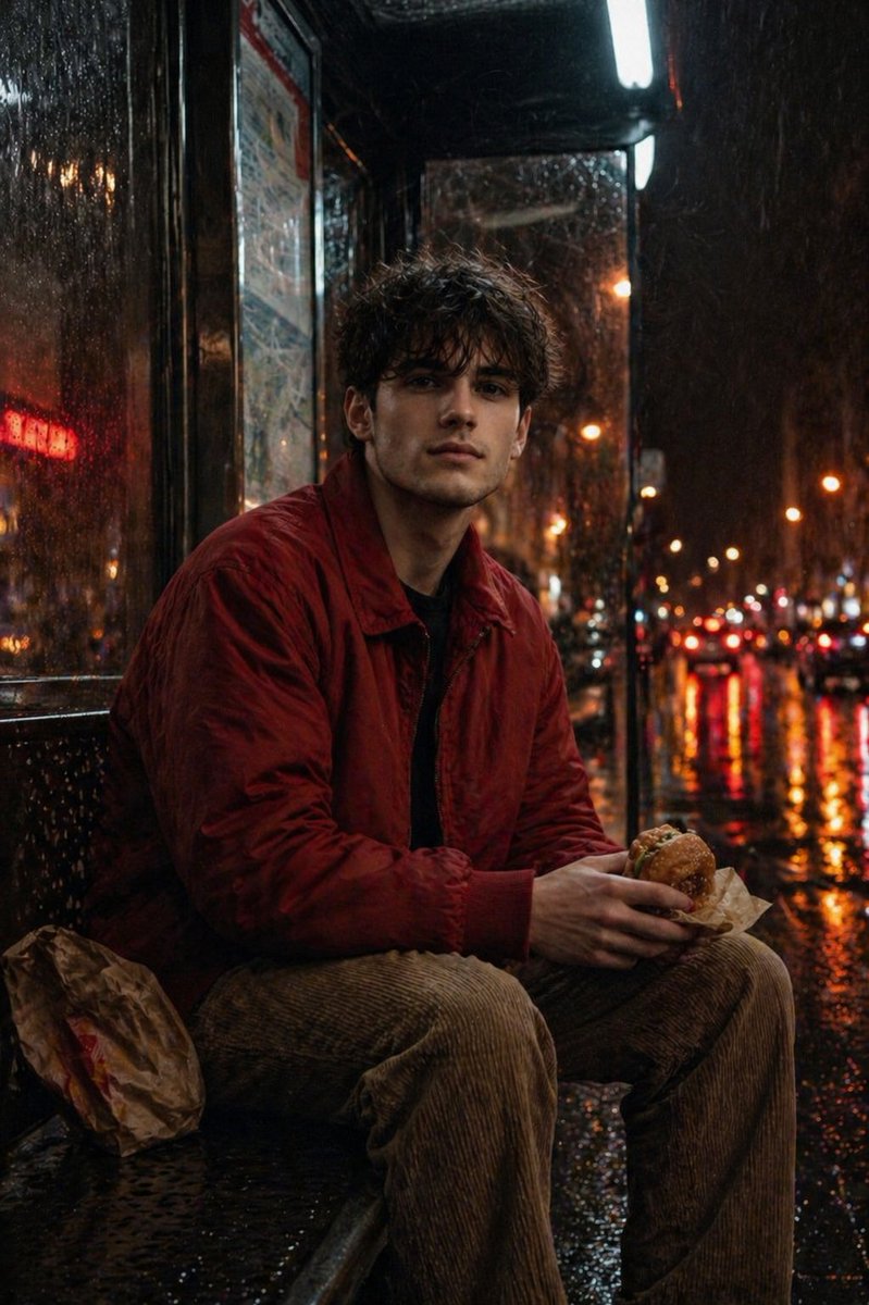 Atmospheric Nighttime Rainy Portrait preview image
