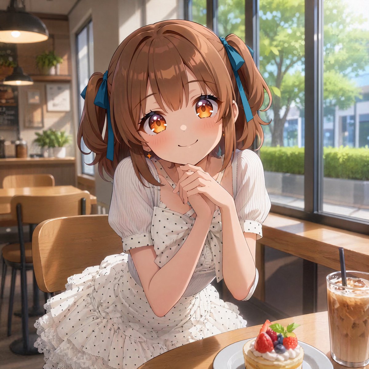 Anime Girl in Sunny Cafe preview image