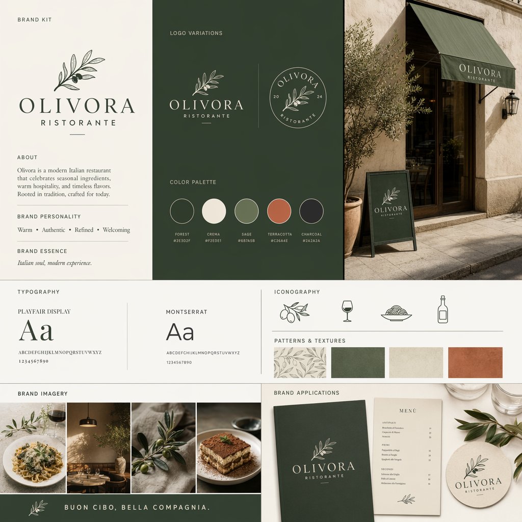 Italian Restaurant Brand Kit Board preview image
