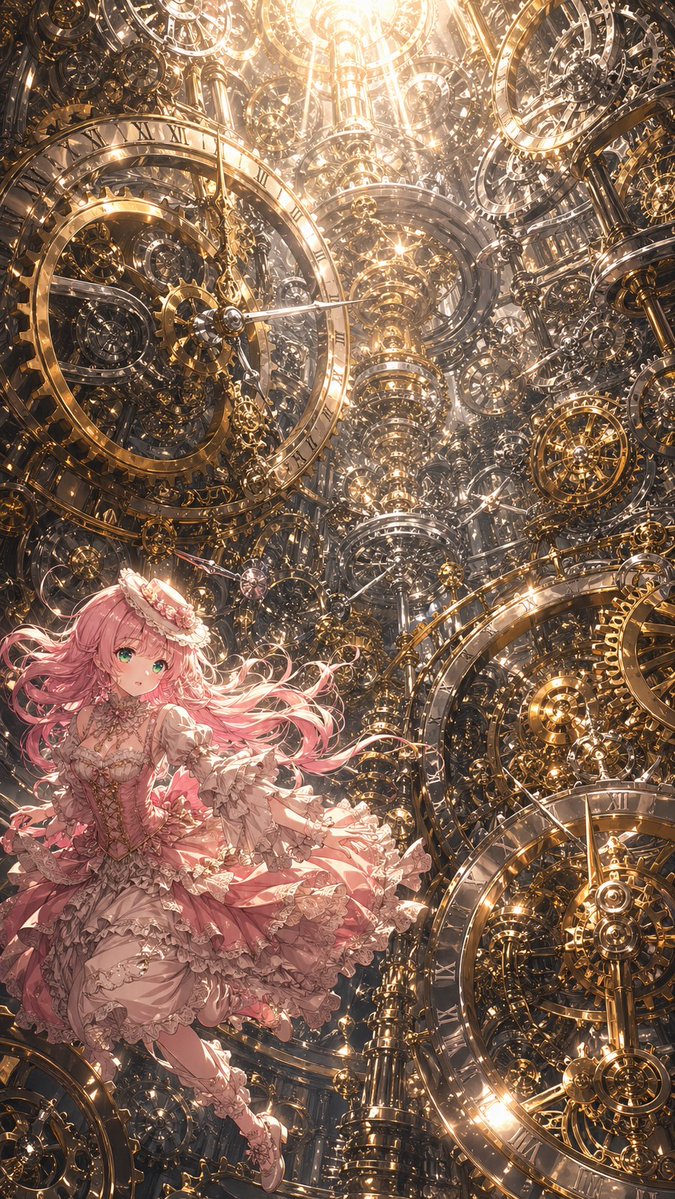 Anime Girl in a Golden Clockwork World preview image