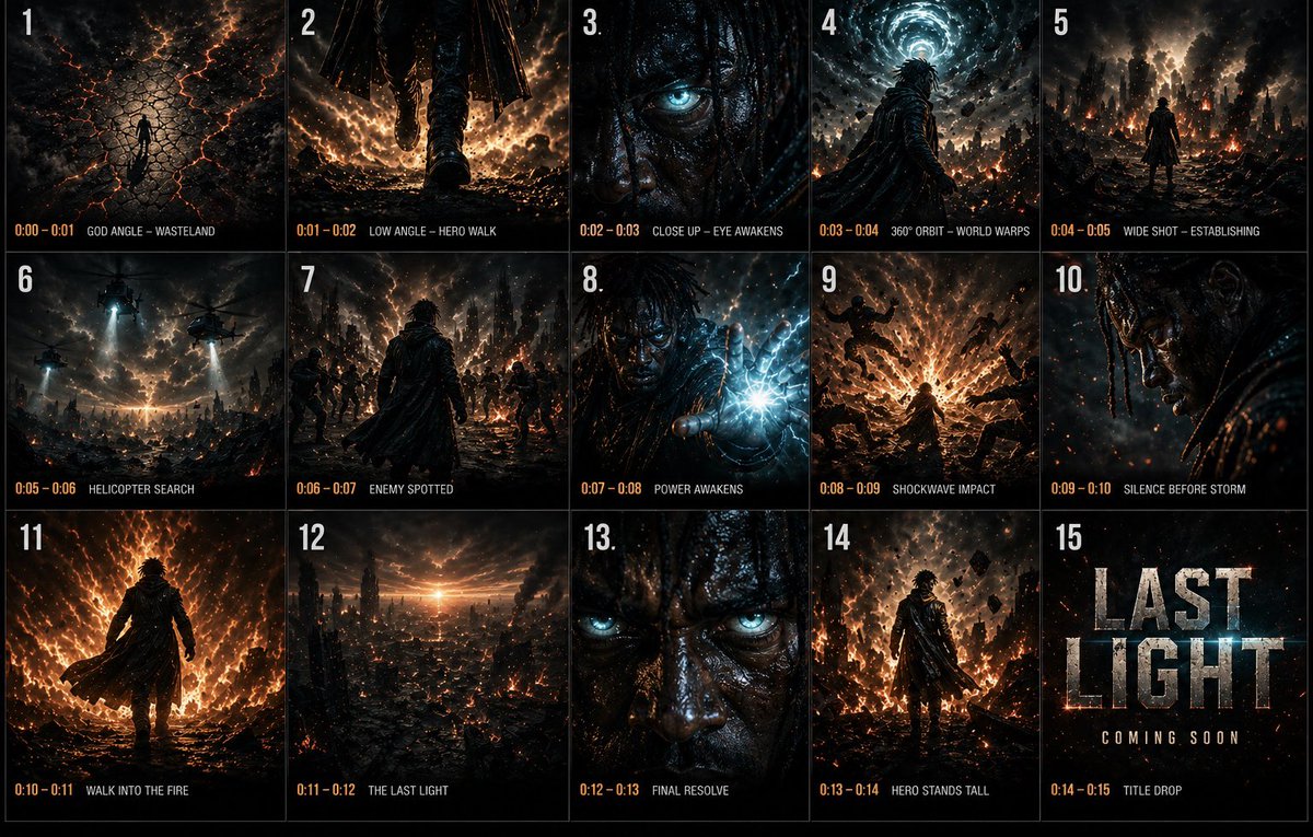 Cinematic 3x3 Storyboard Grid preview image