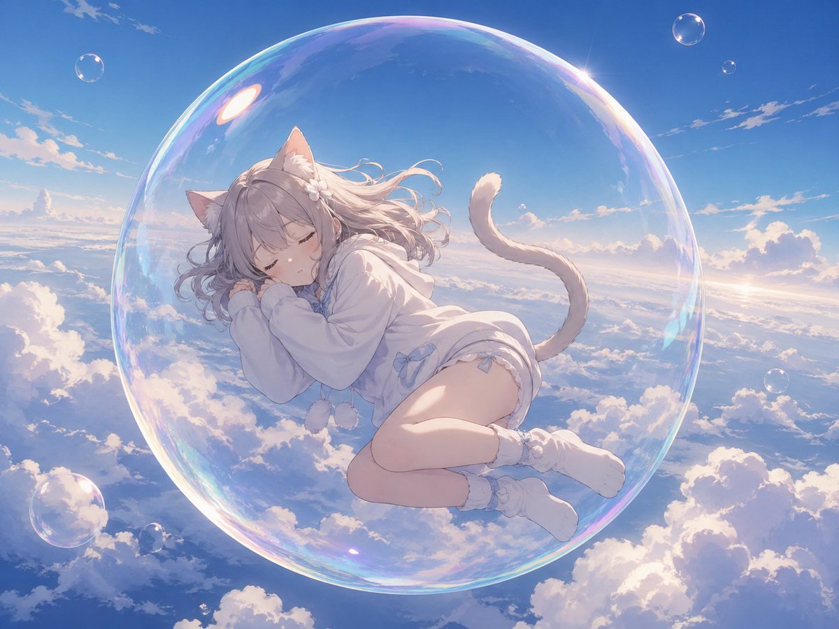 Bubble Cat Sleeping in the Sky preview image