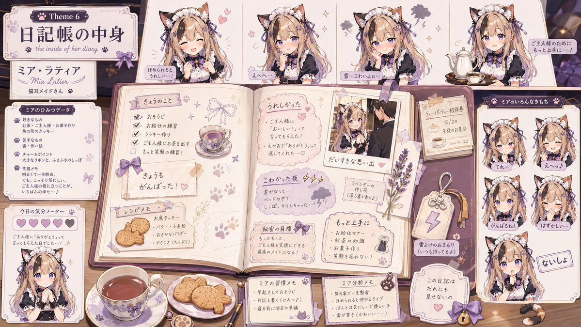 Cat Maid Diary Reference Sheet preview image