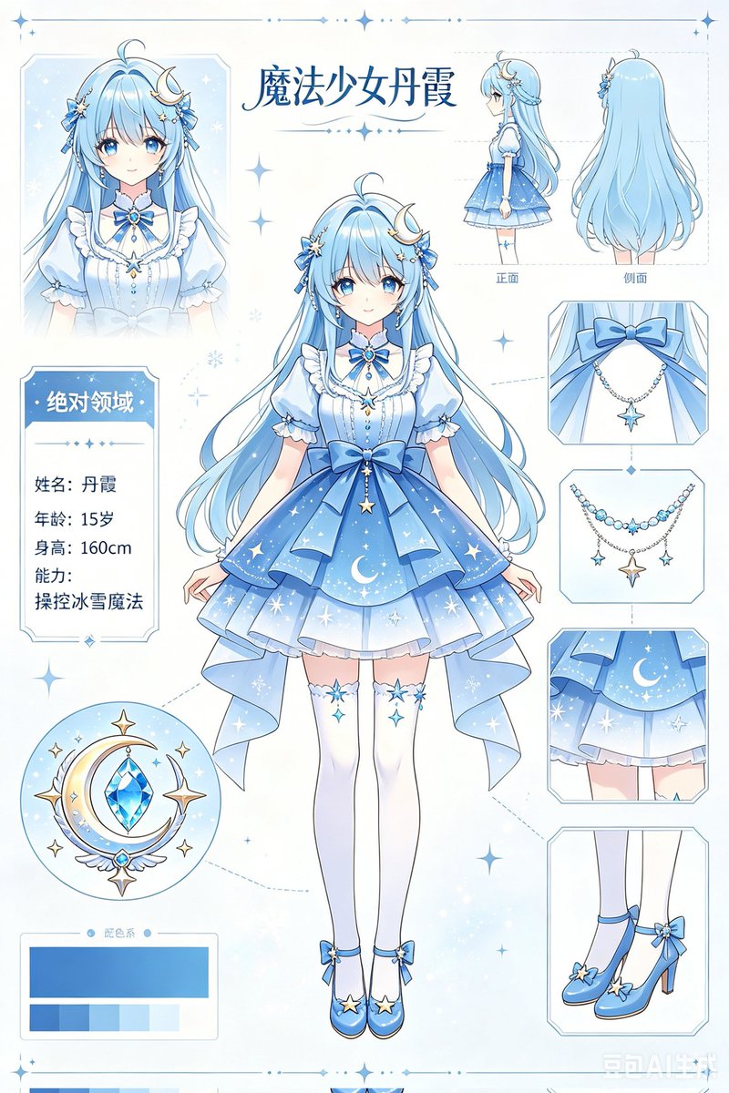 Blue Magical Girl Reference Sheet preview image