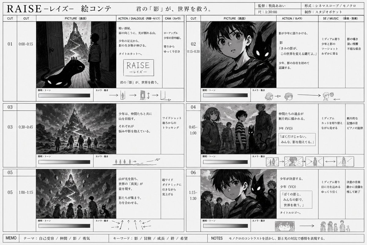 Monochrome Fantasy Storyboard Sheet preview image