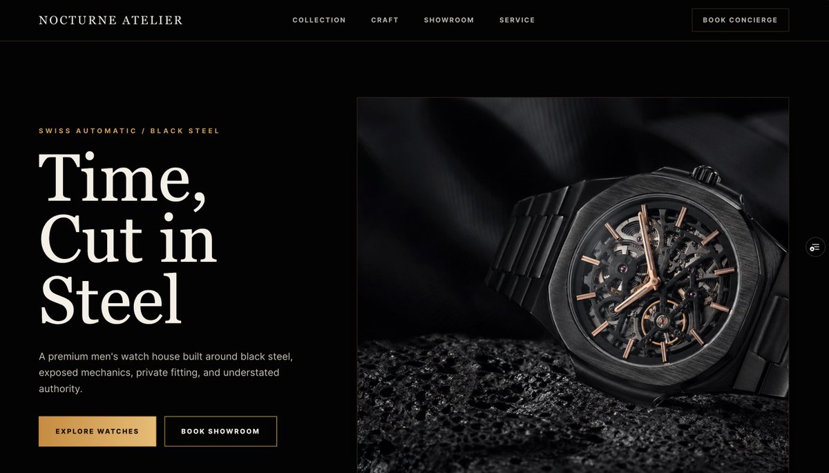 Luxury Watch Hero Web Design preview image