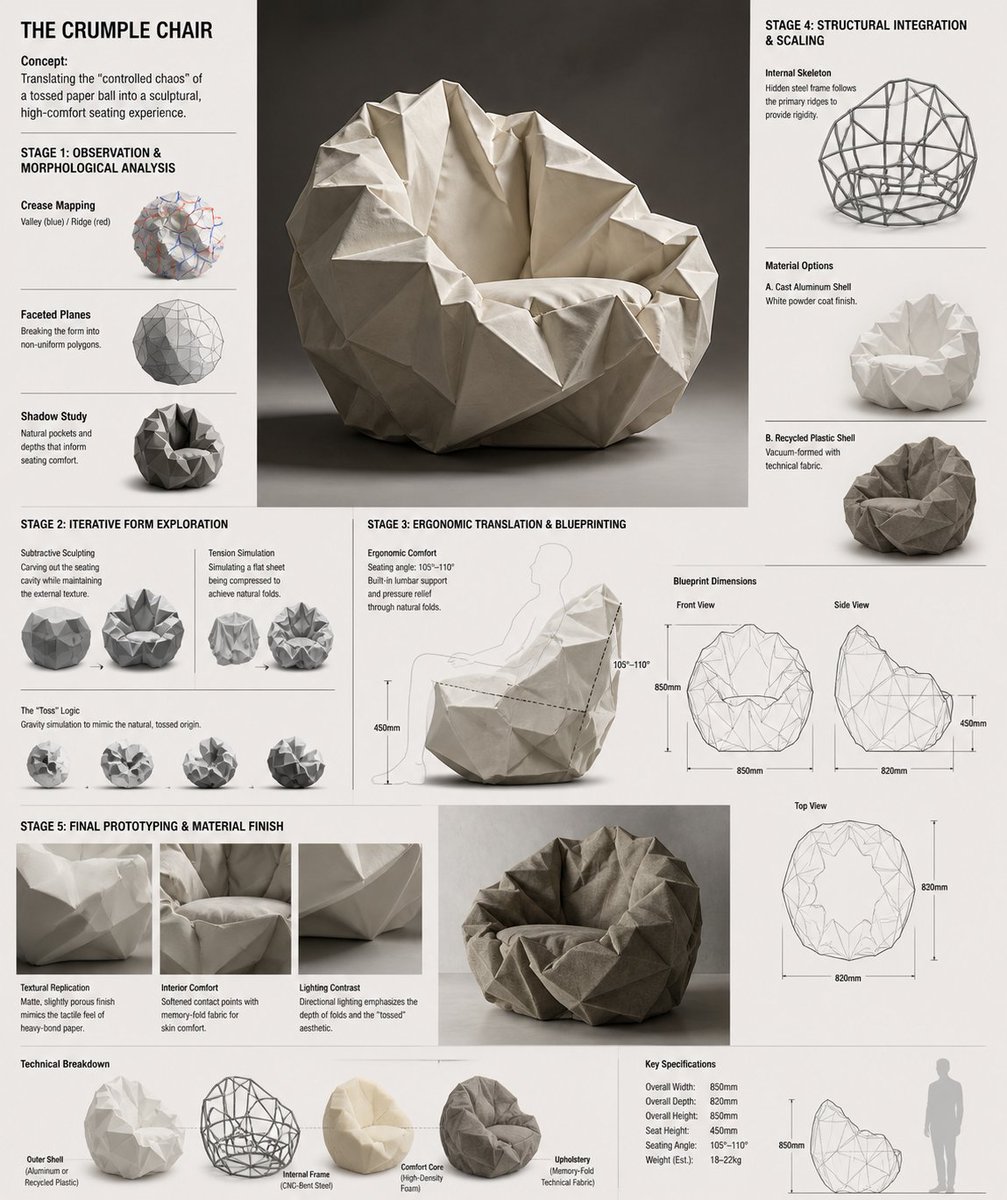 Crumple Paper Furniture Concept Design preview image