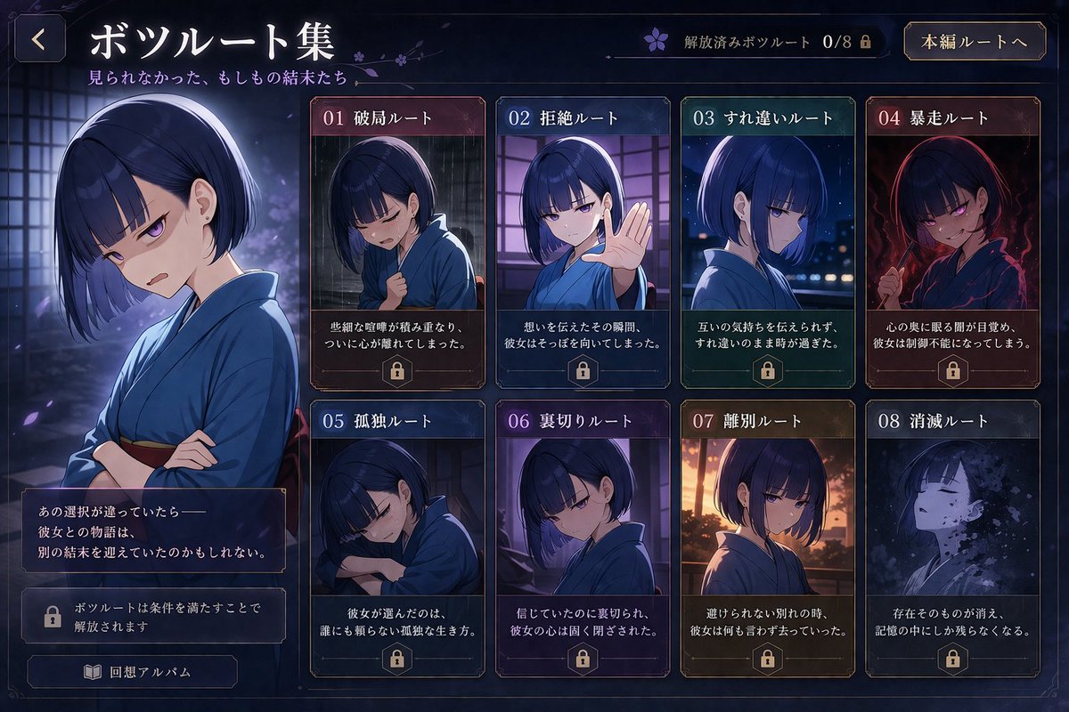 Visual Novel Rejected Routes UI preview image