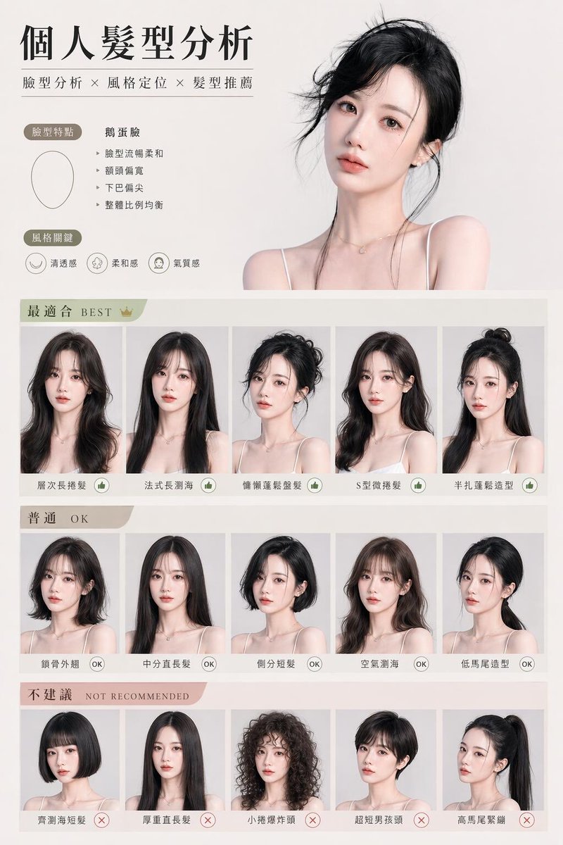 Chinese Personal Hairstyle Analysis Chart preview image