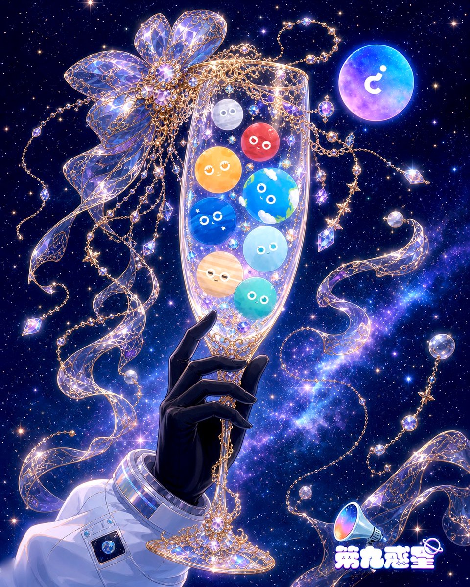 Celestial Planet Champagne Fan Art preview image
