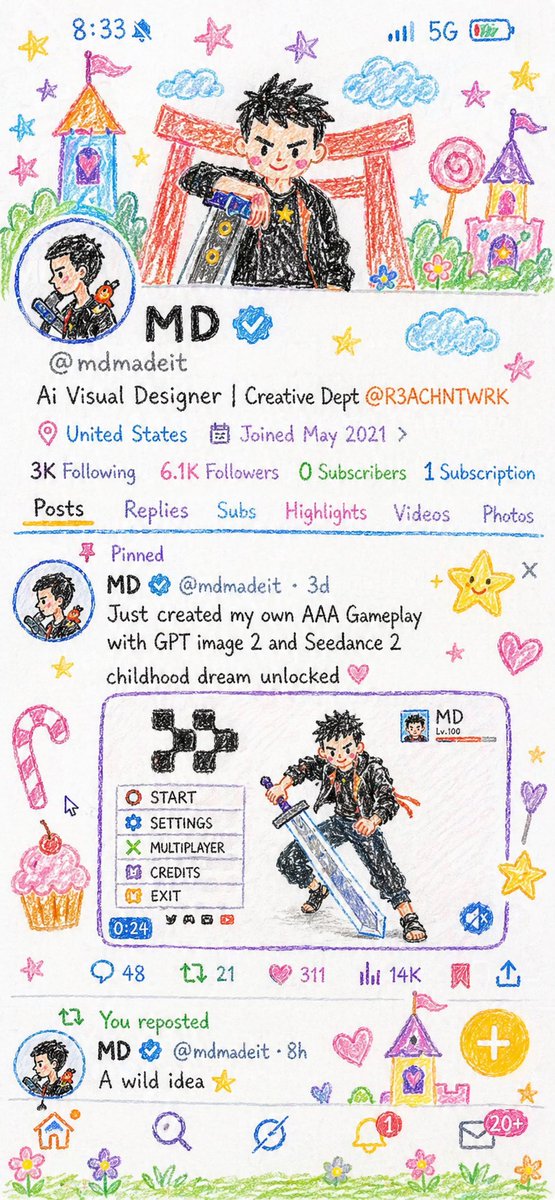 Crayon Style Illustration Profile Picture preview image