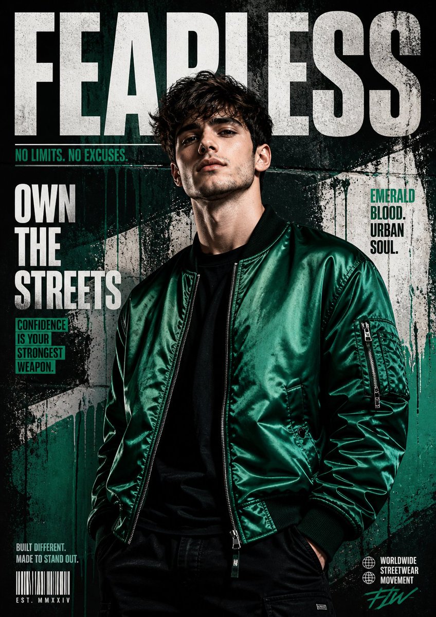 Street Fashion Emerald Bomber Poster preview image