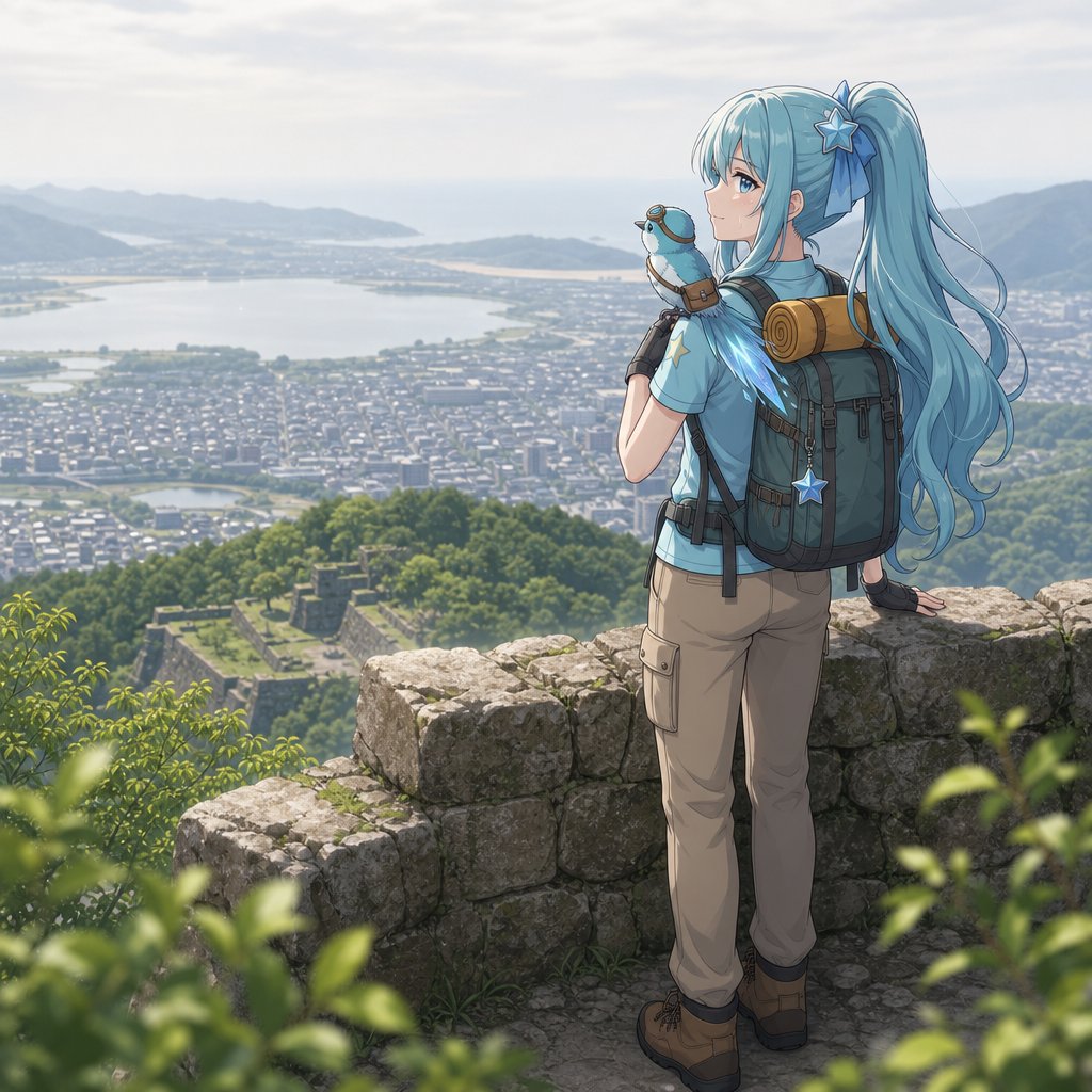 Anime Hiker Over Scenic Mountain View preview image