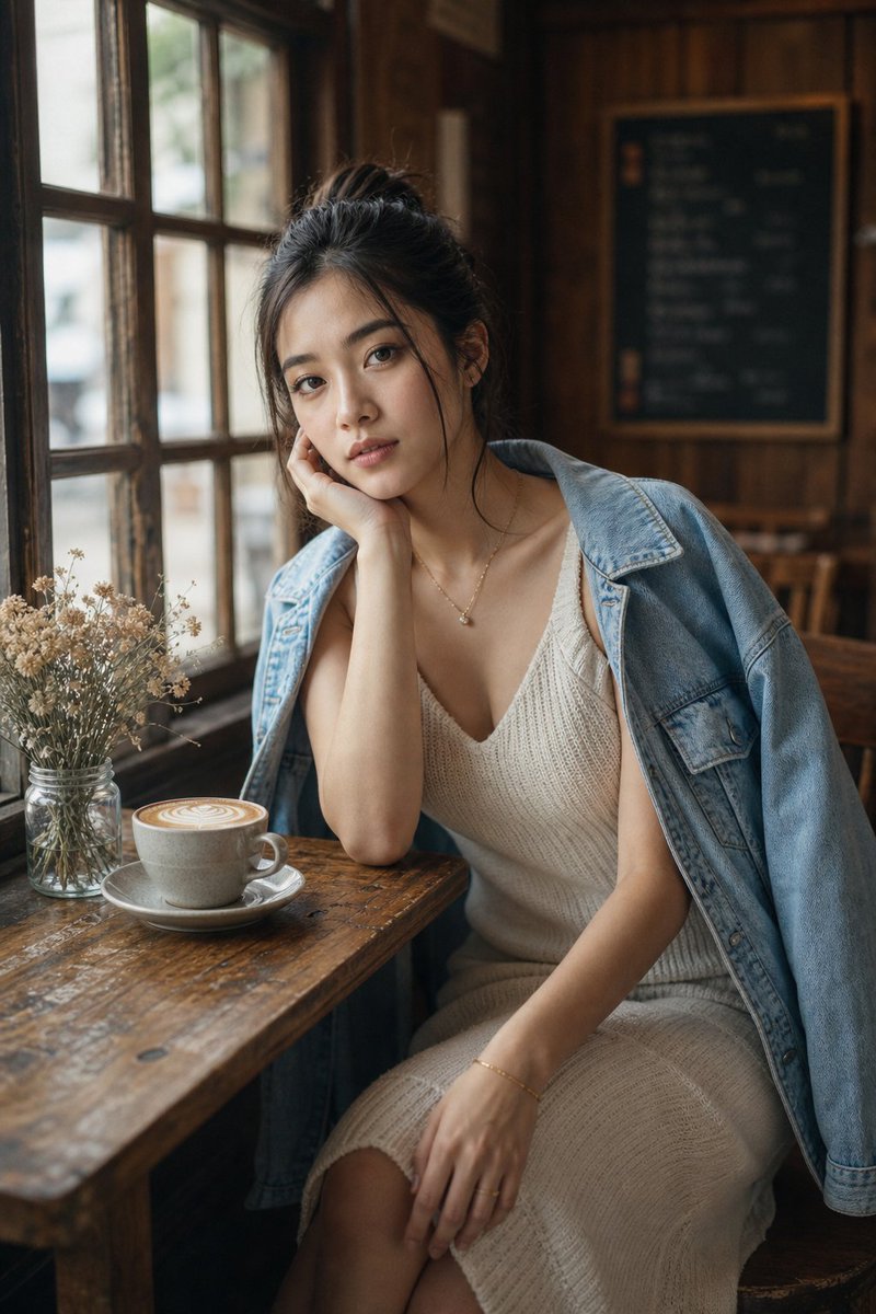 Cozy Café Window Portrait preview image