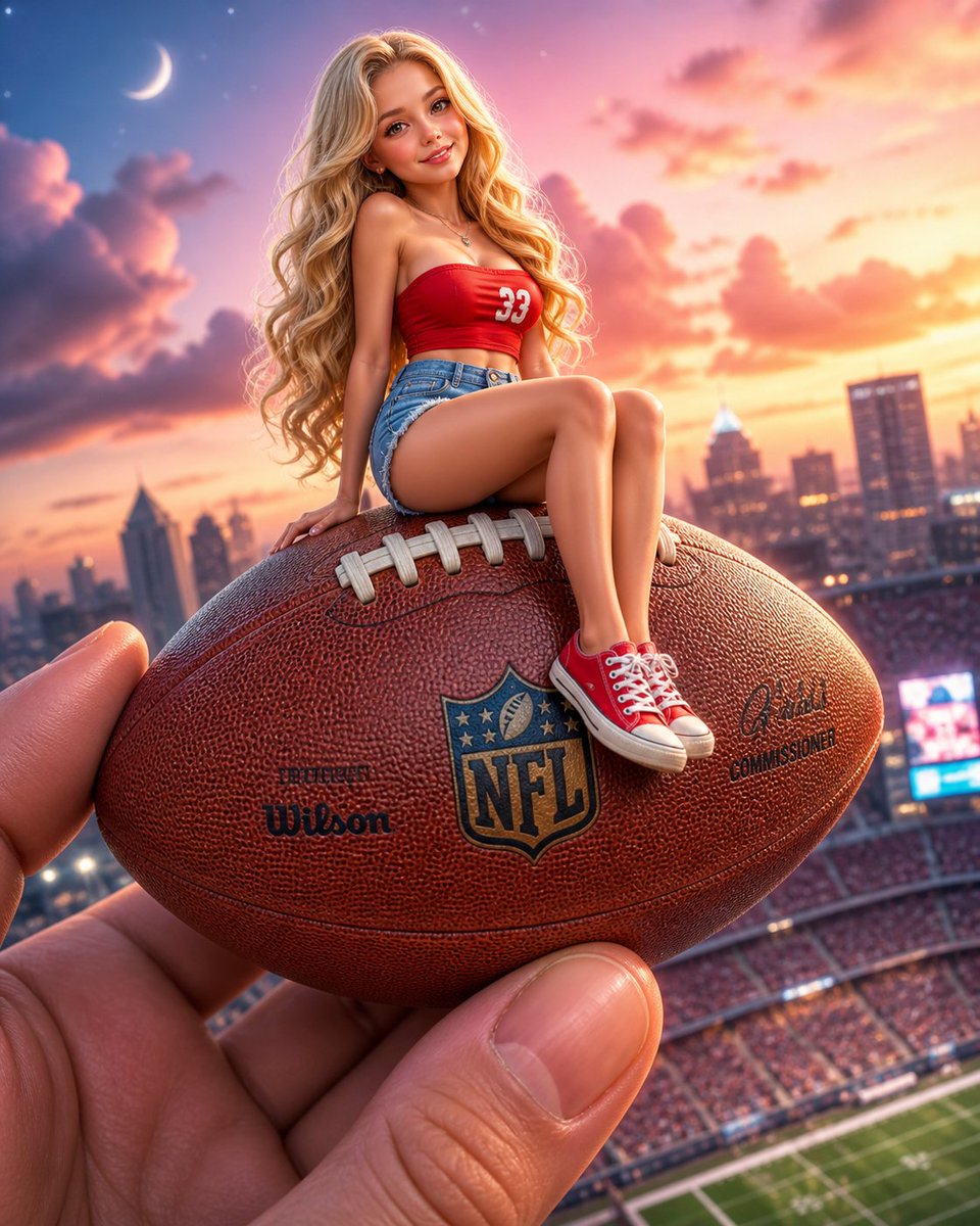 Miniature Girl on Giant Football preview image