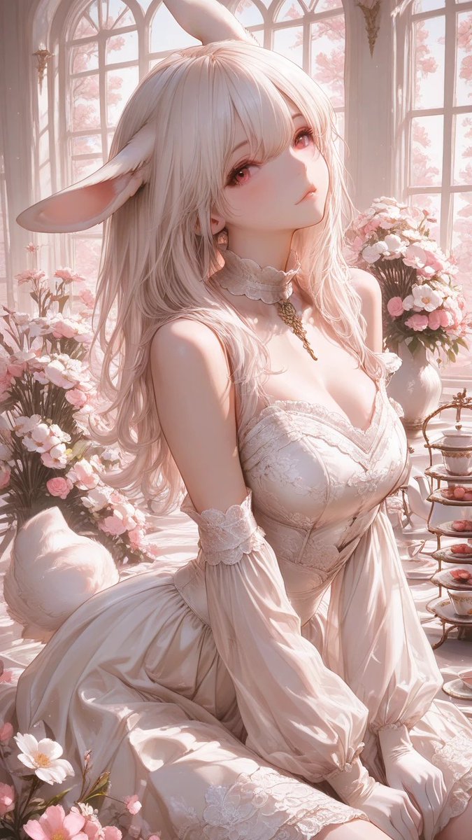 Pastel Bunny Girl Conservatory Portrait preview image