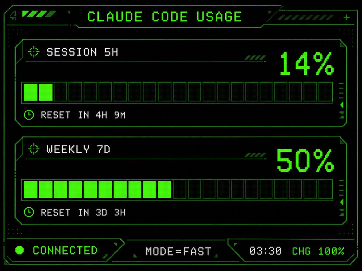 Retro HUD Claude Usage Gauge preview image