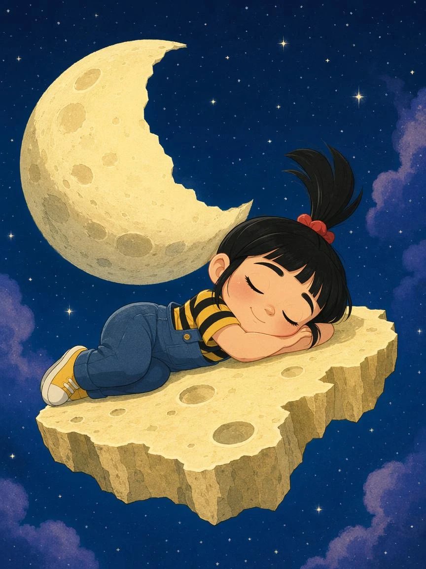 Sleeping Girl on Moon Rock preview image