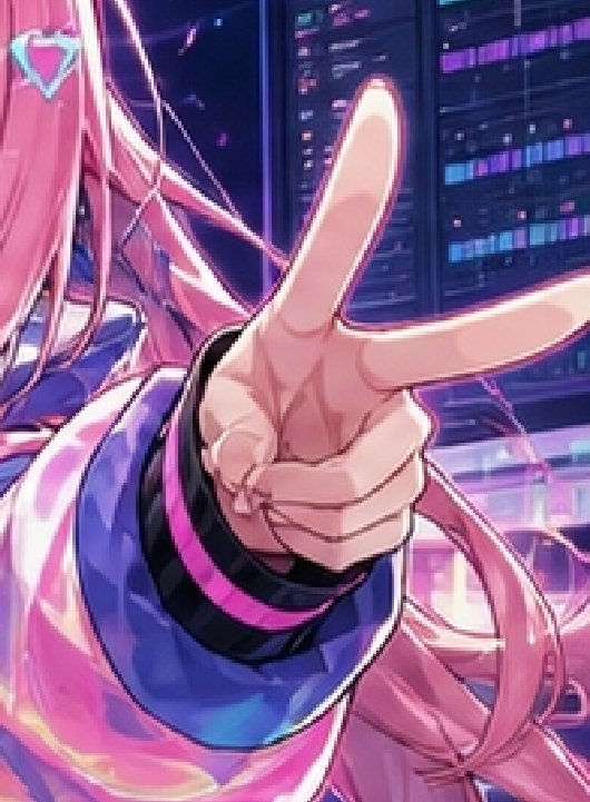 Cyberpunk Pink-Haired Idol Peace Sign preview image