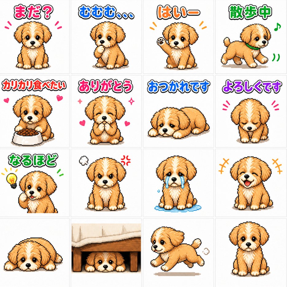 Cute Puppy LINE Sticker Grid preview image