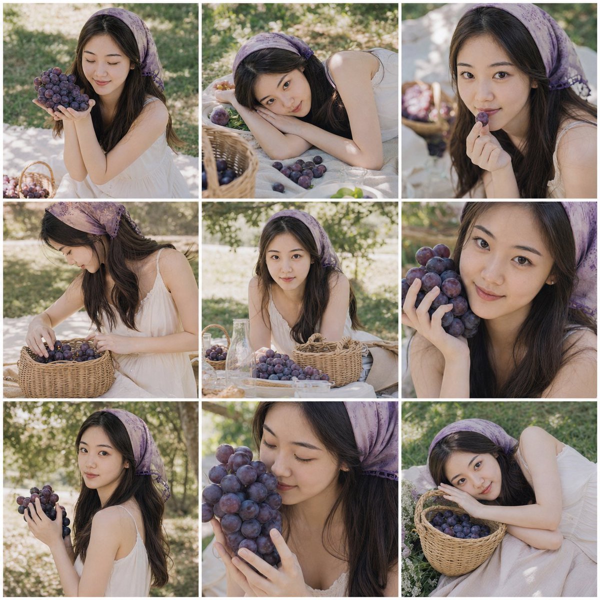 Summer Grape Girl 3x3 Grid Portrait preview image