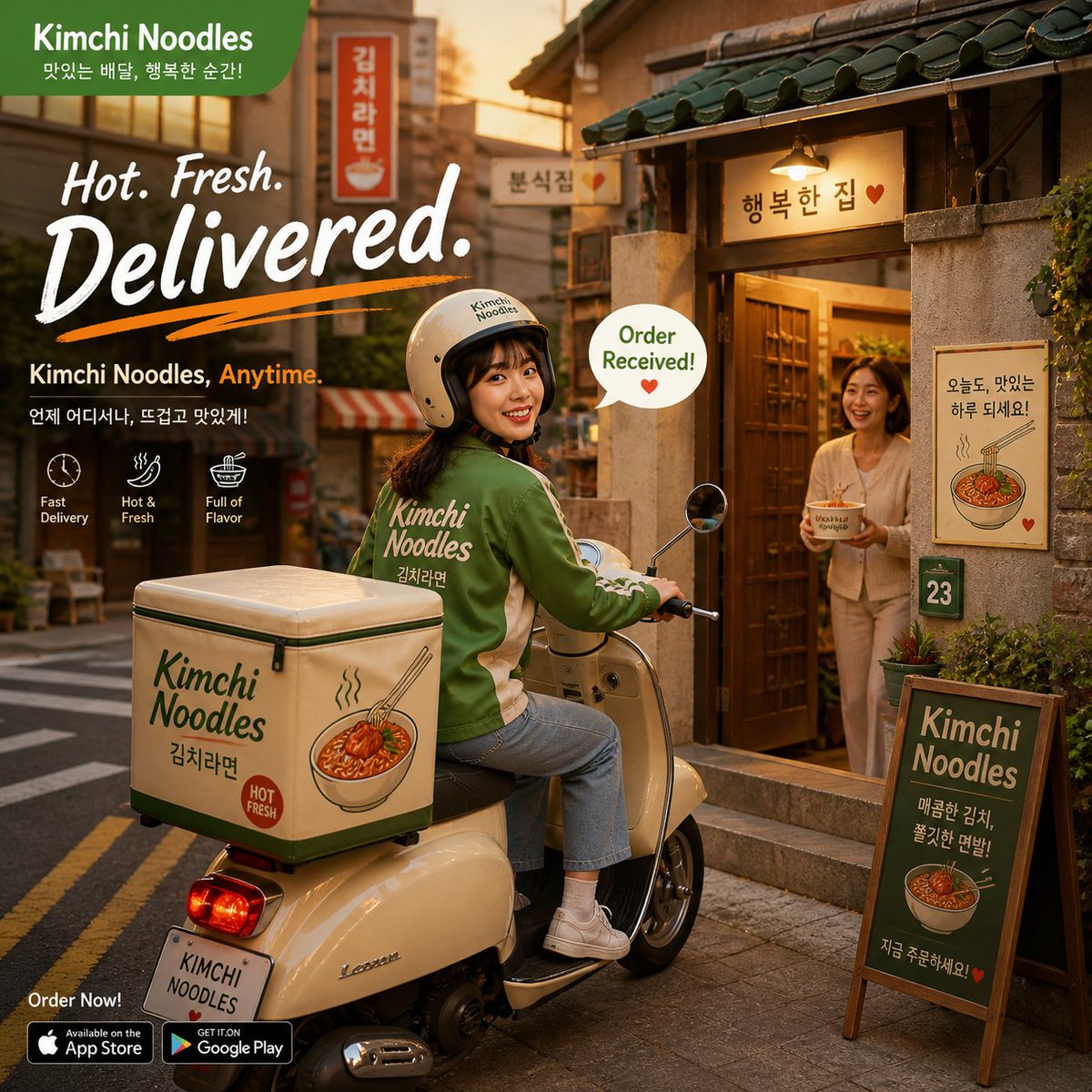 Warm Kimchi Noodles Delivery Ad preview image