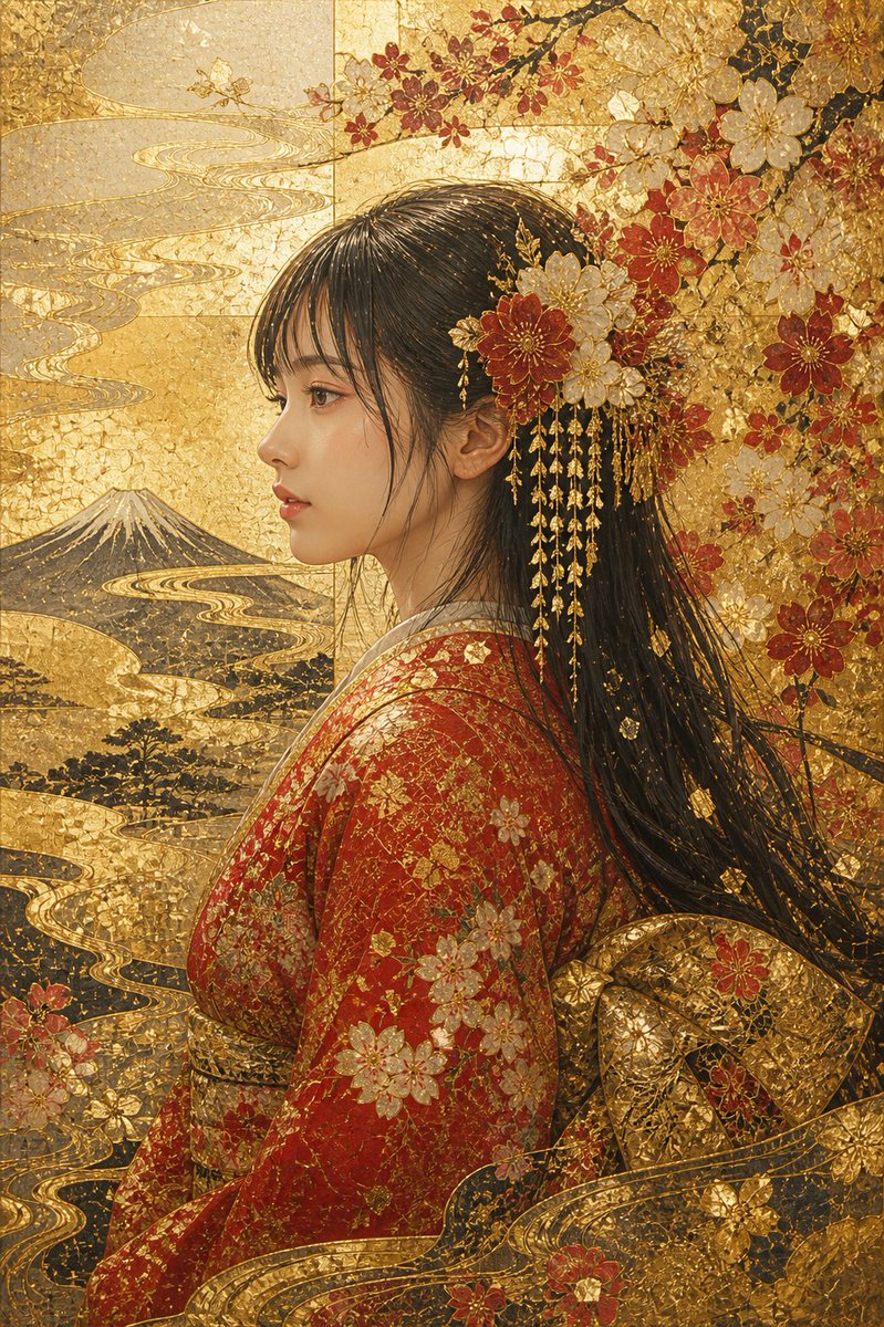 Kirikane Gold Kimono Portrait preview image