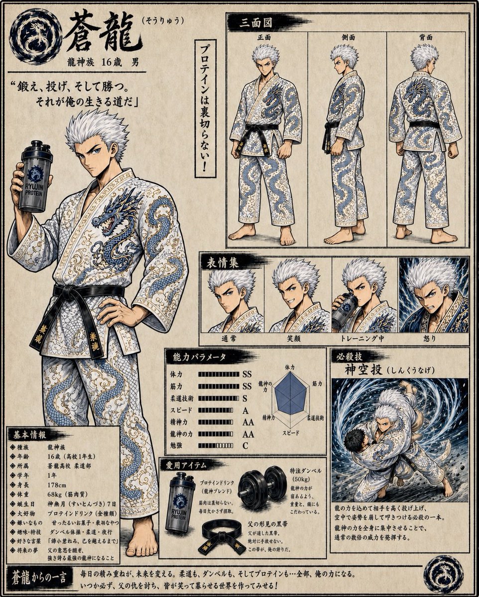 Fantasy Judo Anime Character Sheet preview image