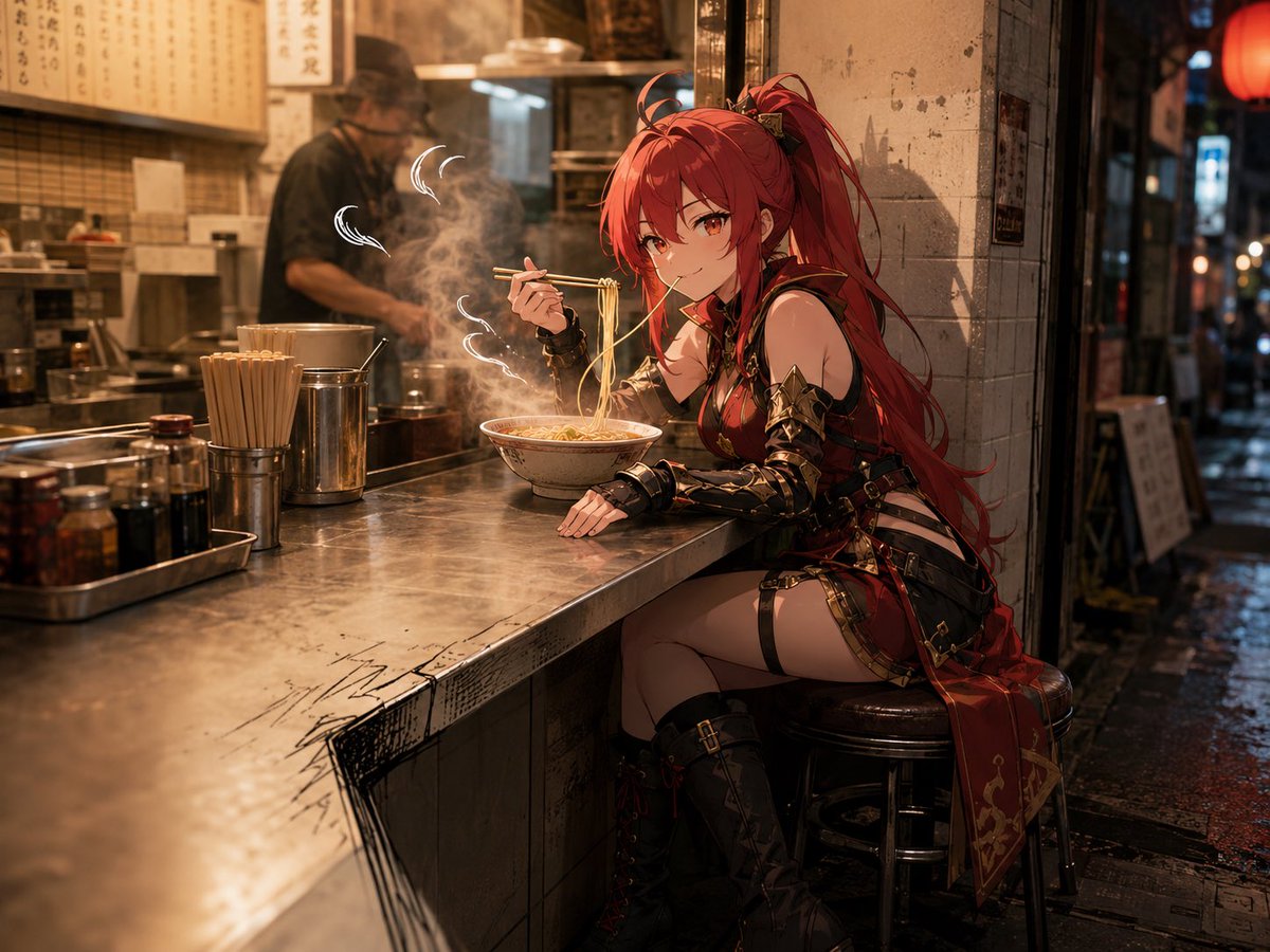 Anime Warrior Eating Ramen preview image