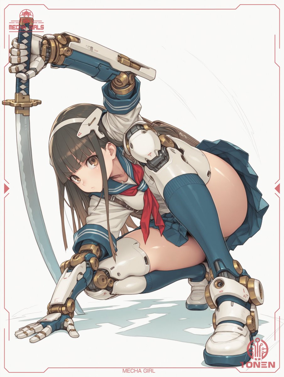 Mecha Schoolgirl Katana Action Poster preview image