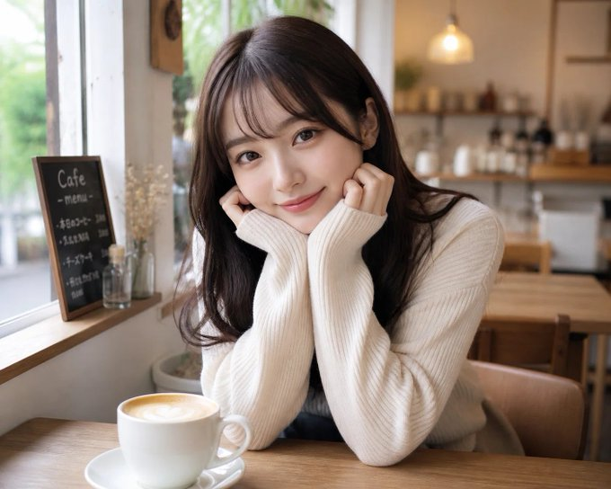 Japanese Woman in Cafe preview image
