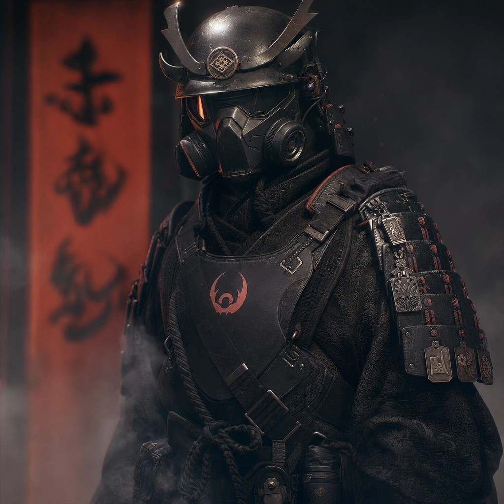 Futuristic Dark Samurai Portrait preview image
