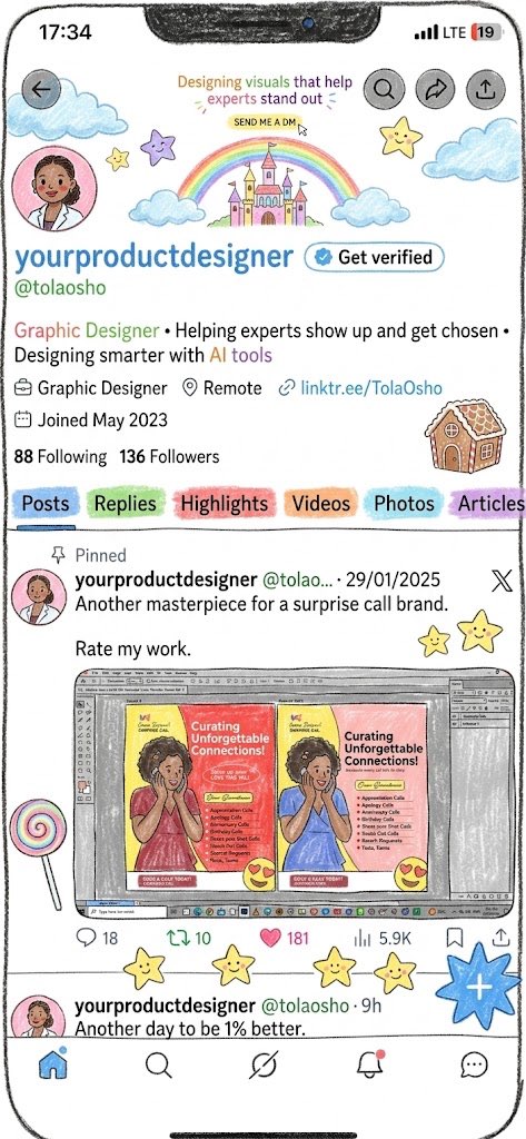 Hand-Drawn Designer Profile Screen preview image