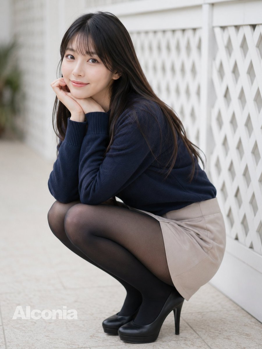 Crouching Outdoor Fashion Portrait preview image