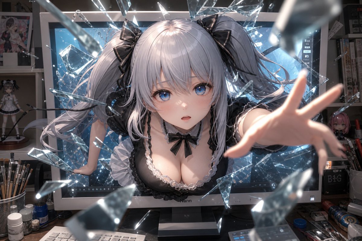 Anime Girl Breaking Out of Monitor preview image